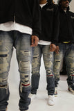 Distressed & repaired denim