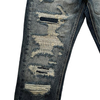 Distressed & repaired denim