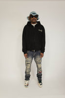 Black double zipper hoodie