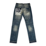 Distressed & repaired denim