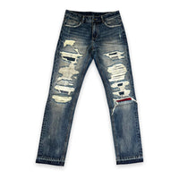 Distressed & repaired denim