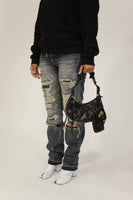 Distressed & repaired denim